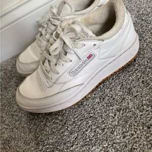 Reebok White Leather Low-Top Sneakers with Gum Outsole